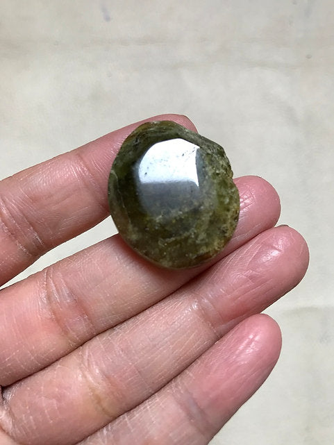 Green Garnet Faceted Slice Cabochon 1 Piece Size 30 MM Approx