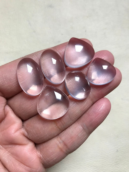 Rose Quartz Cabochon 6 Piece Size 22-16 MM Approx