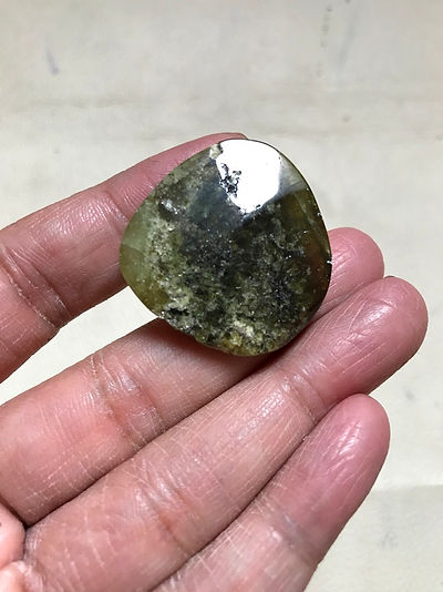 Green Garnet Faceted Slice Cabochon 1 Piece Size 30 MM Approx