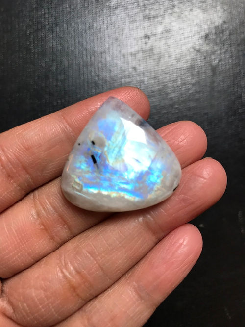 Rainbow Moonstone Cabochon 1 Piece Size 31 MM Approx