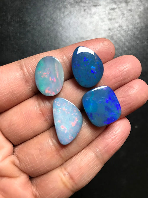 Australian Doublet Opal Cabochon 4 Pieces  Size 19-16 MM Approx