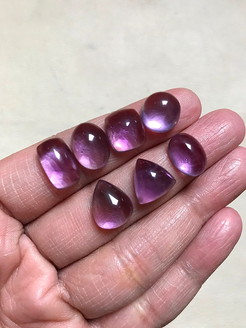 Amethyst Cabochons 7 Piece Size 14-10 MM Approx