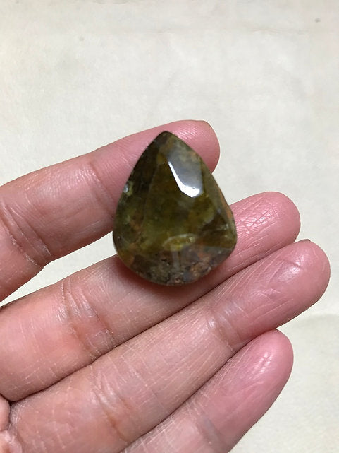 Green Garnet Faceted Slice Cabochon 1 Piece Size 28 MM Approx