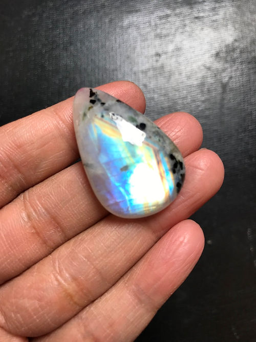 Rainbow Moonstone Cabochon 1 Piece Size 37 MM Approx