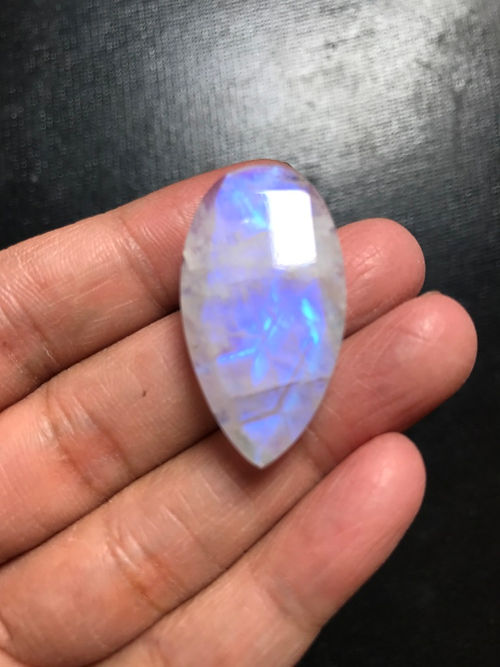 Rainbow Moonstone Faceted Cabochon 1 Piece Size 35 MM Approx