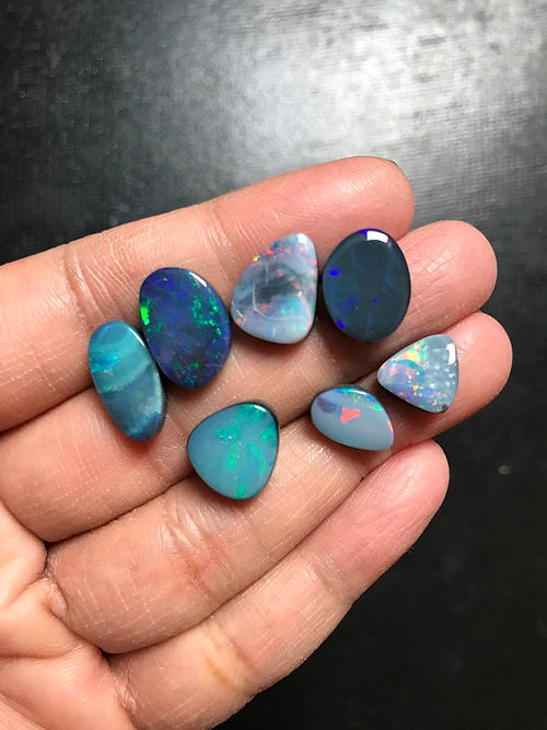 Australian Doublet Opal Cabochon 7 Pieces  Size 15-11 MM Approx