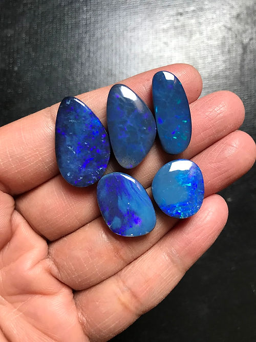 Australian Doublet Opal Cabochon 5 Pieces  Size 24-16 MM Approx