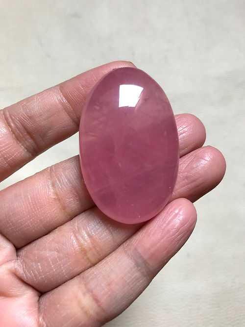 Rose Quartz Cabochon 1 Piece Size 46 MM Approx