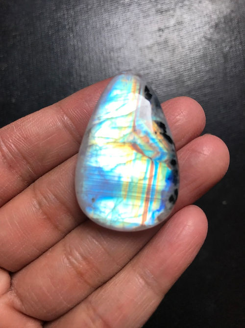 Rainbow Moonstone Cabochon 1 Piece Size 40 MM Approx