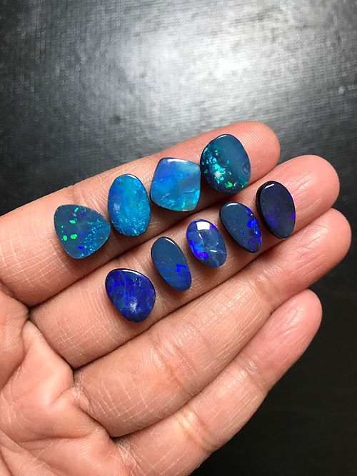 Australian Doublet Opal Cabochon 9 Pieces  Size 12-9 MM Approx