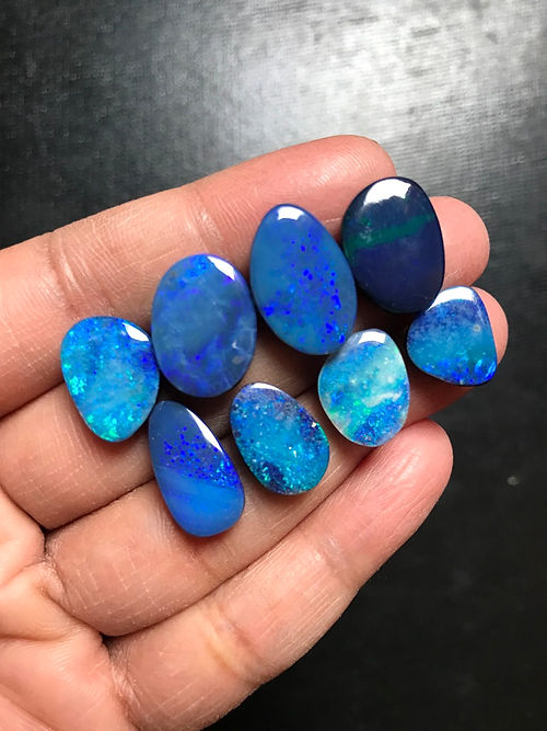 Australian Doublet Opal Cabochon 8 Pieces  Size 18-11 MM Approx