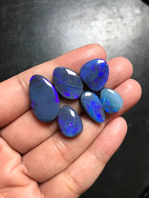 Australian Doublet Opal Cabochon 6 Pieces  Size 22-12 MM Approx