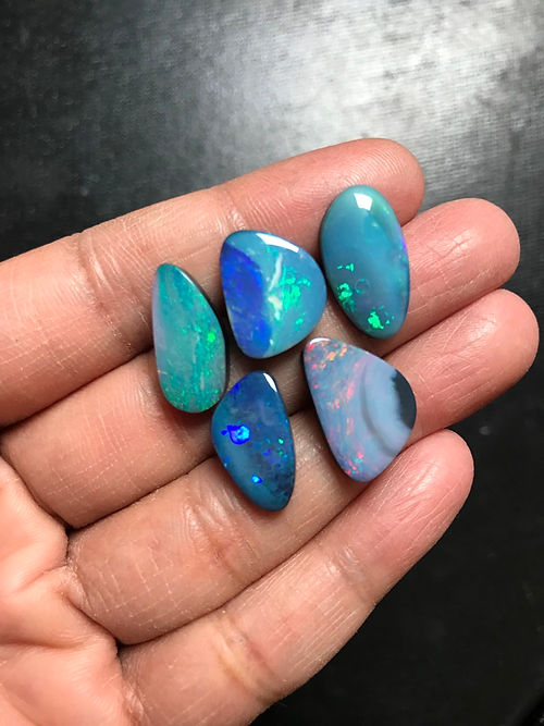 Australian Doublet Opal Cabochon 5 Pieces  Size 19-16 MM Approx