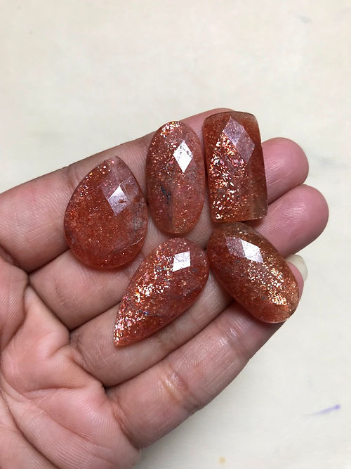 Sunstone Cabochon 5 Piece Size 28-24 MM Approx