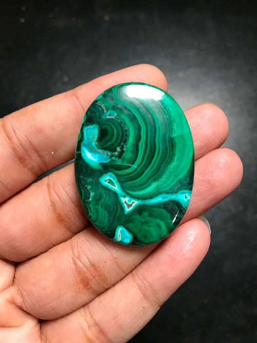 Malachite With Chrysocolla Cabochons 1 Piece Size 40 MM Approx