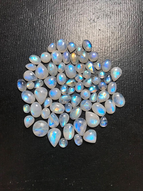 Rainbow Moonstone Cabochon 72 Piece 16-7 MM Approx