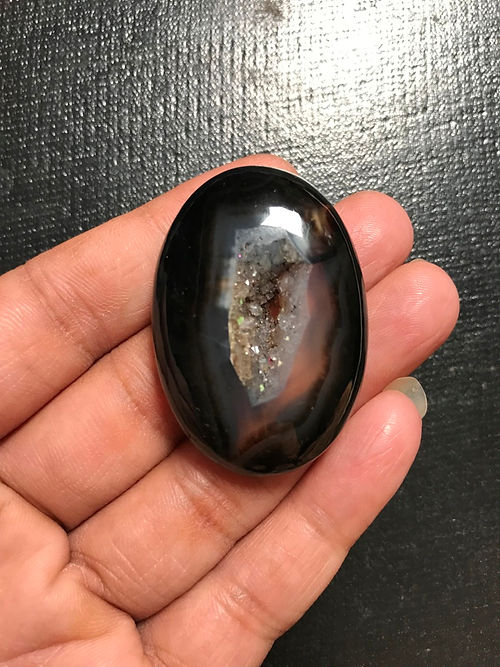 Black Onyx Window Druzy 1 Piece Size 44 MM Approx