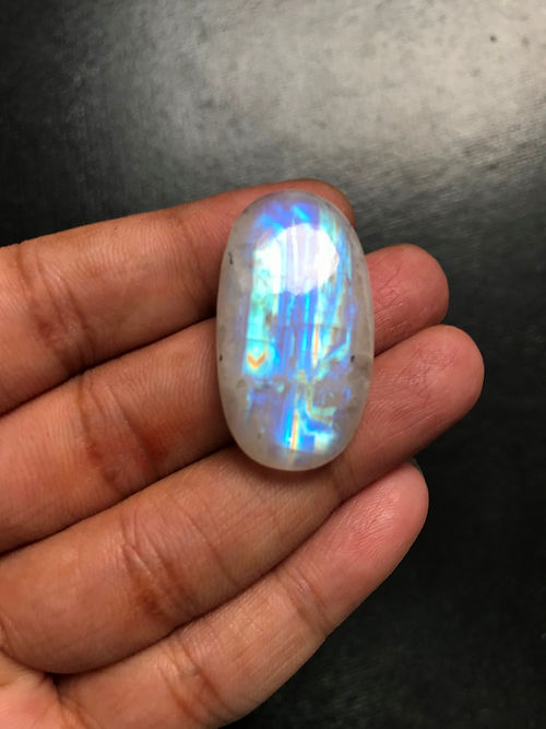 Rainbow Moonstone Cabochon 1 Piece Size 34 MM Approx