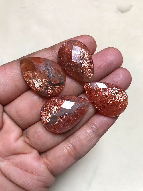 Sunstone Cabochon 4 Piece Size 27-25 MM Approx