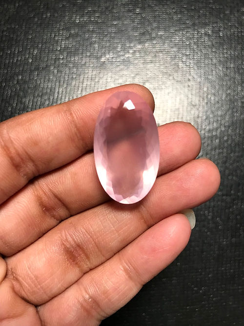 Rose Quartz Faceted Cabochon 1 Piece Size 30 MM Approx