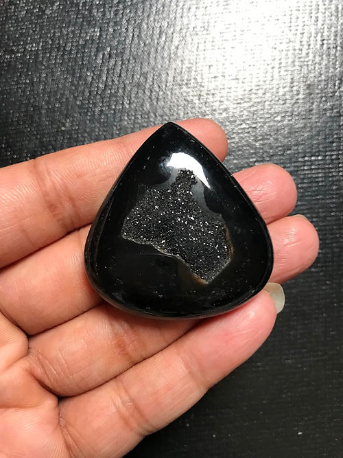 Black Onyx Window Druzy 1 Piece Size 42 MM Approx