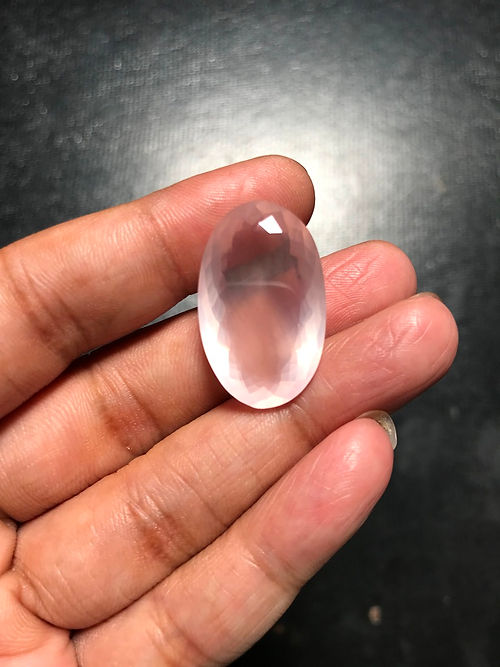 Rose Quartz Faceted Cabochon 1 Piece Size 27 MM Approx