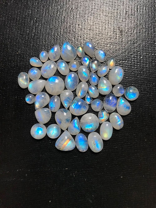 Rainbow Moonstone Cabochon 48 Piece 15-6 MM Approx