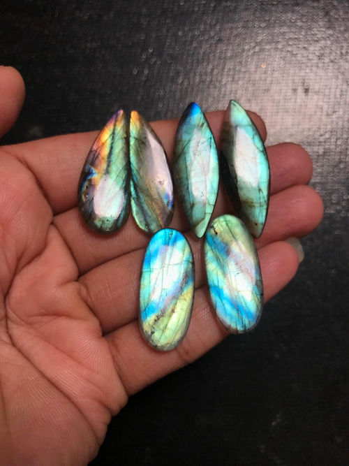 Labradorite Cabochon 6 Piece Size 38-29 MM Approx