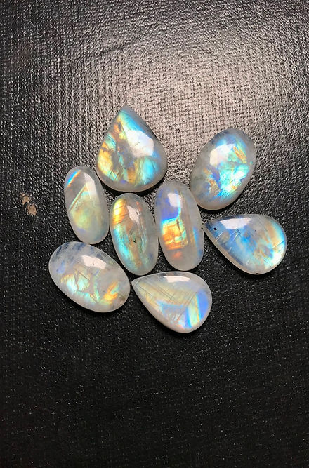 Rainbow Moonstone Cabochon 8 Piece Size 28-24 MM Approx