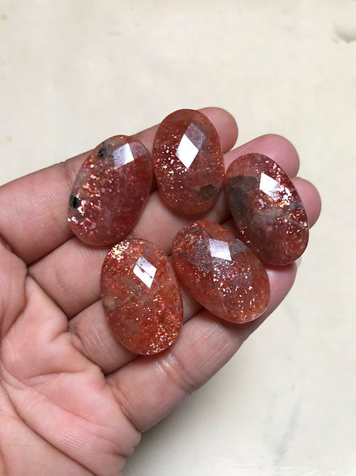 Sunstone Cabochon 5 Piece Size 27-25 MM Approx