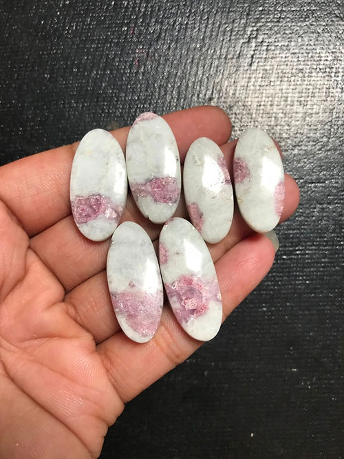 Pink Tourmaline Cabochon 6 Piece Size 31-28 MM APPROX