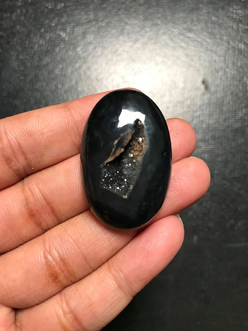 Black Onyx Window Druzy 1 Piece Size 38 MM Approx