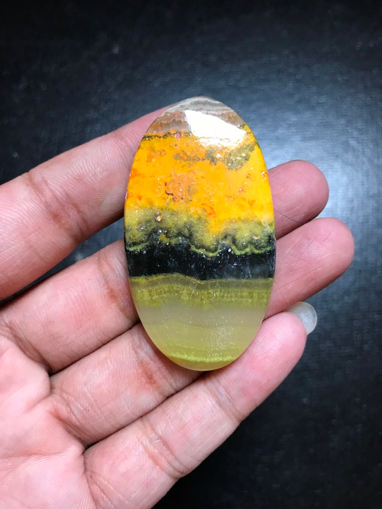 Bumble Bee Jasper Cabochon 1 Piece Size 53 MM Approx