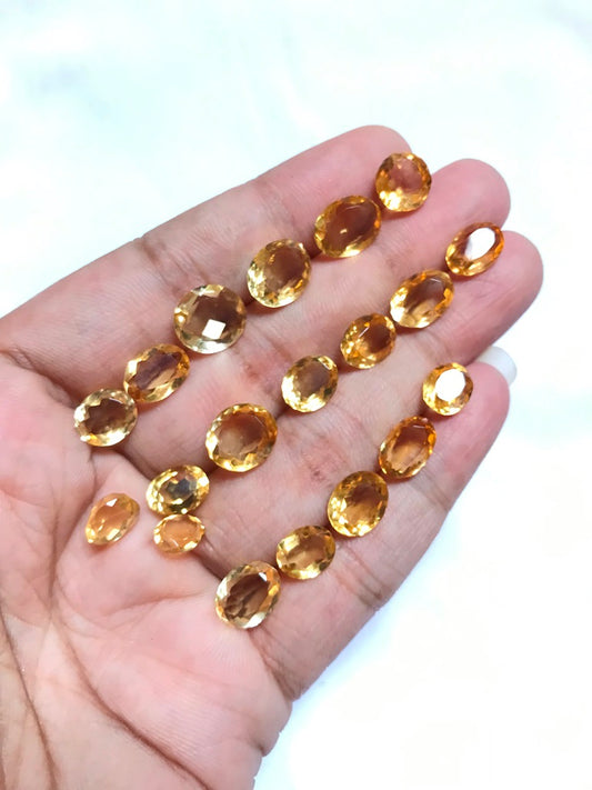 Citrine Faceted Cabochon 19 Piece Size 10-7 MM Approx