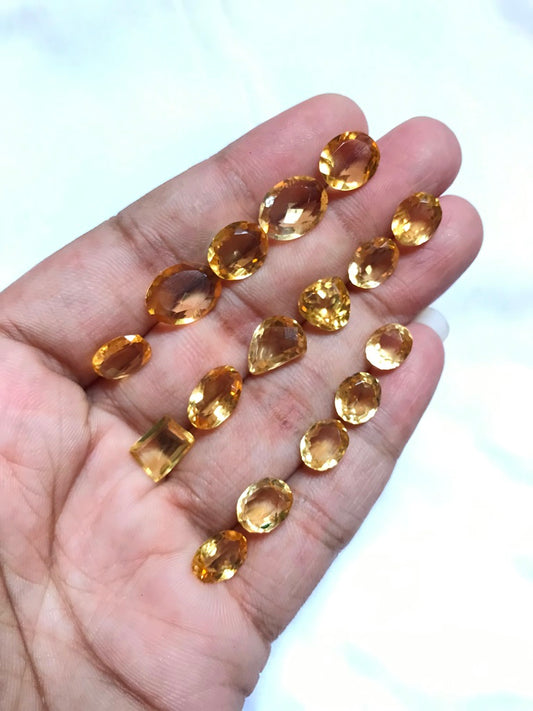 Citrine Faceted Cabochon 16 Piece Size 10-7 MM Approx