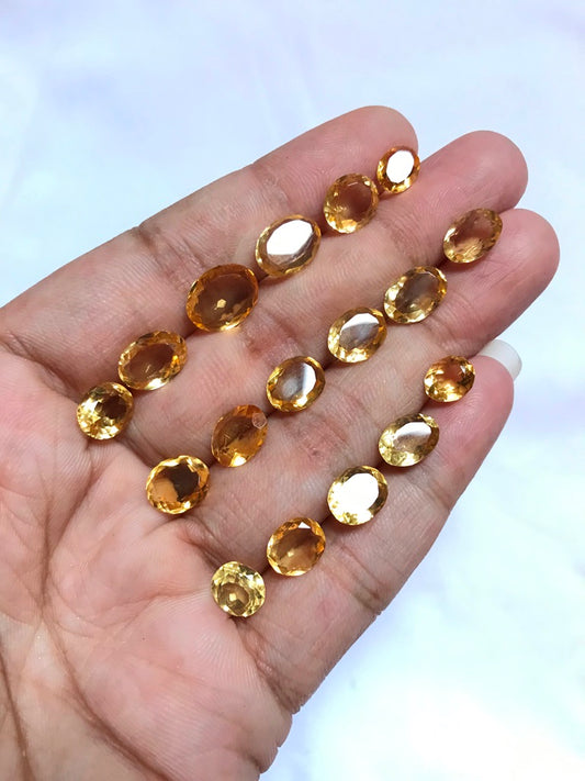 Citrine Faceted Cabochon 17 Piece Size 10-7 MM Approx