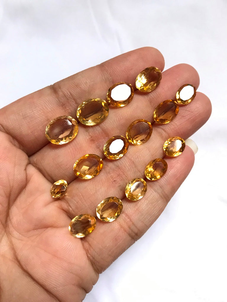 Citrine Faceted Cabochon 14 Piece Size 11-7 MM Approx