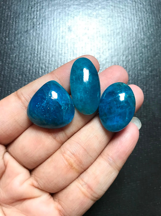 Apatite Cabochon 3 Piece Size 29-22 MM Approx