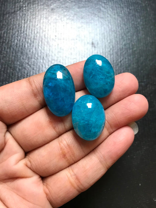 Apatite Cabochon 3 Piece Size 26-21 MM Approx