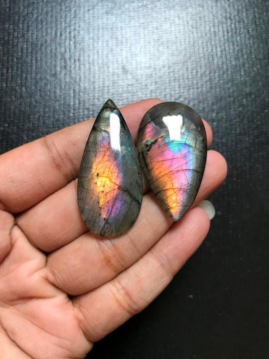 Labradorite Cabochon 2 Piece Size 45-40 MM Approx