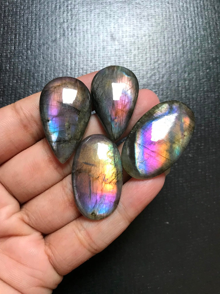 Labradorite Cabochon 4 Piece Size 36-32 MM Approx