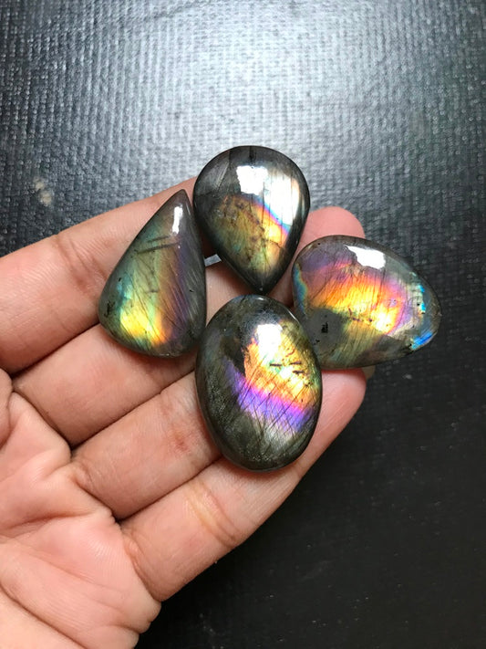 Labradorite Cabochon 4 Piece Size 31-25 MM Approx