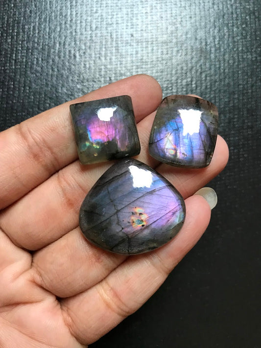 Labradorite Cabochon 3 Piece Size 30-18 MM Approx