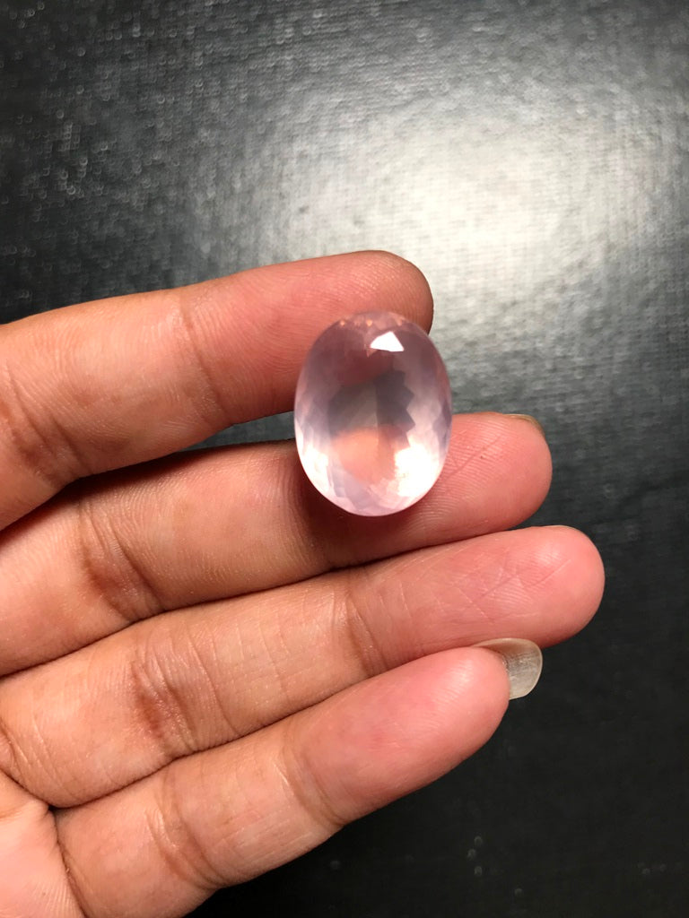 Rose Quartz Faceted Cabochon 1 Piece Size 19 MM Approx