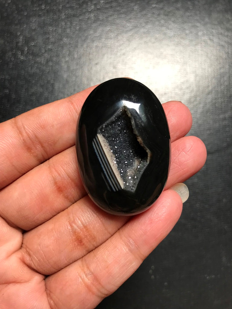 Black Onyx Window Druzy Cabochon 1 Piece Size 43 MM Approx