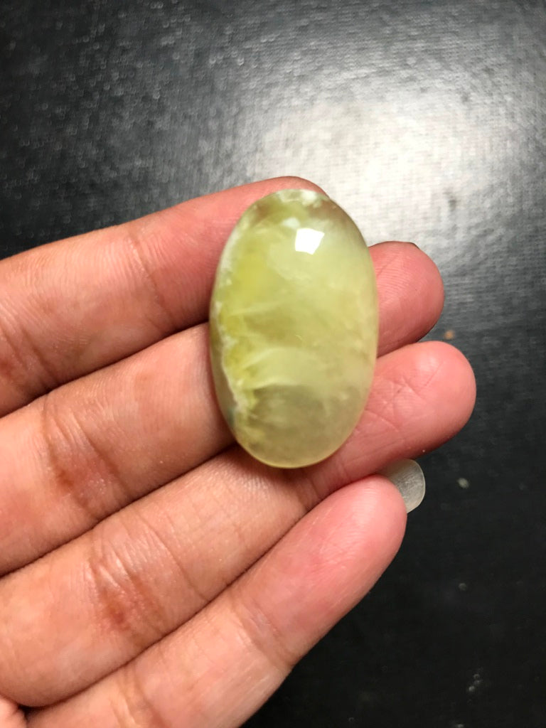 Lemon Prehnite Cabochon 1 Piece Size 32 MM Approx 32