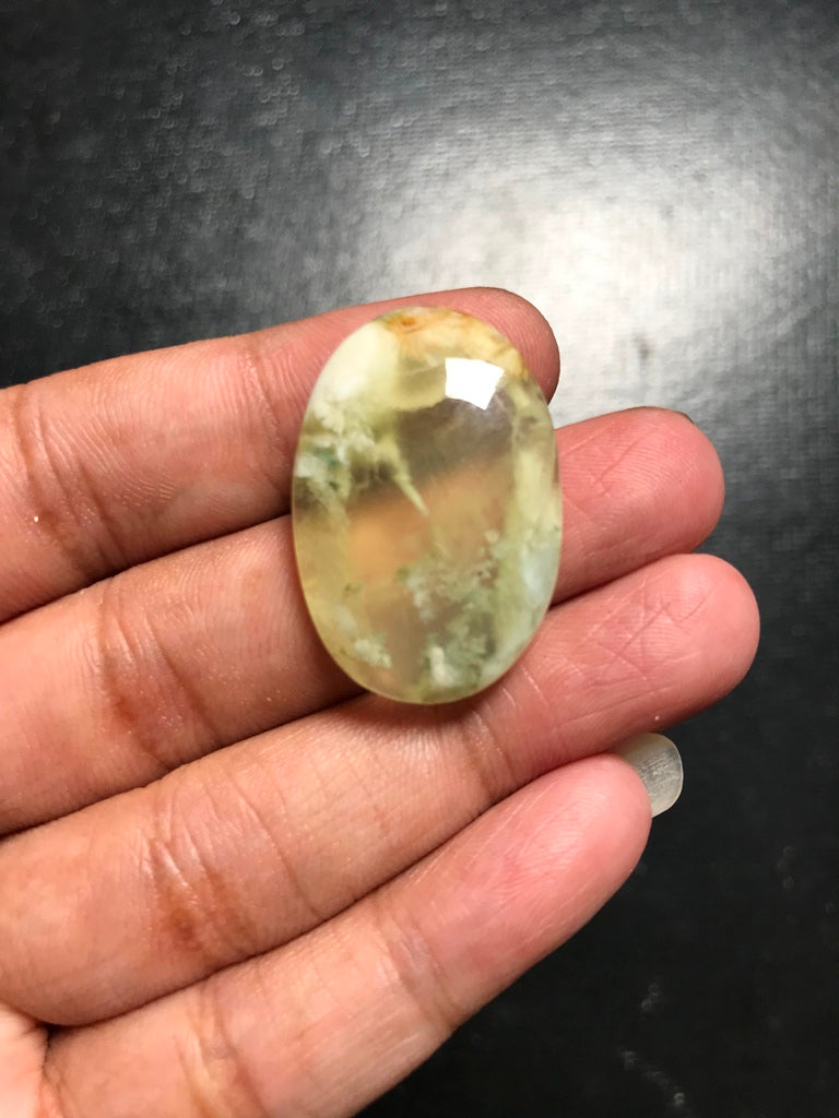 Lemon Prehnite Cabochon 1 Piece Size 30 MM Approx