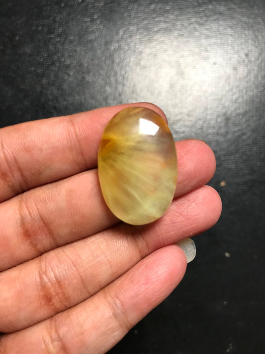 Lemon Prehnite Cabochon 1 Piece Size 29 MM Approx