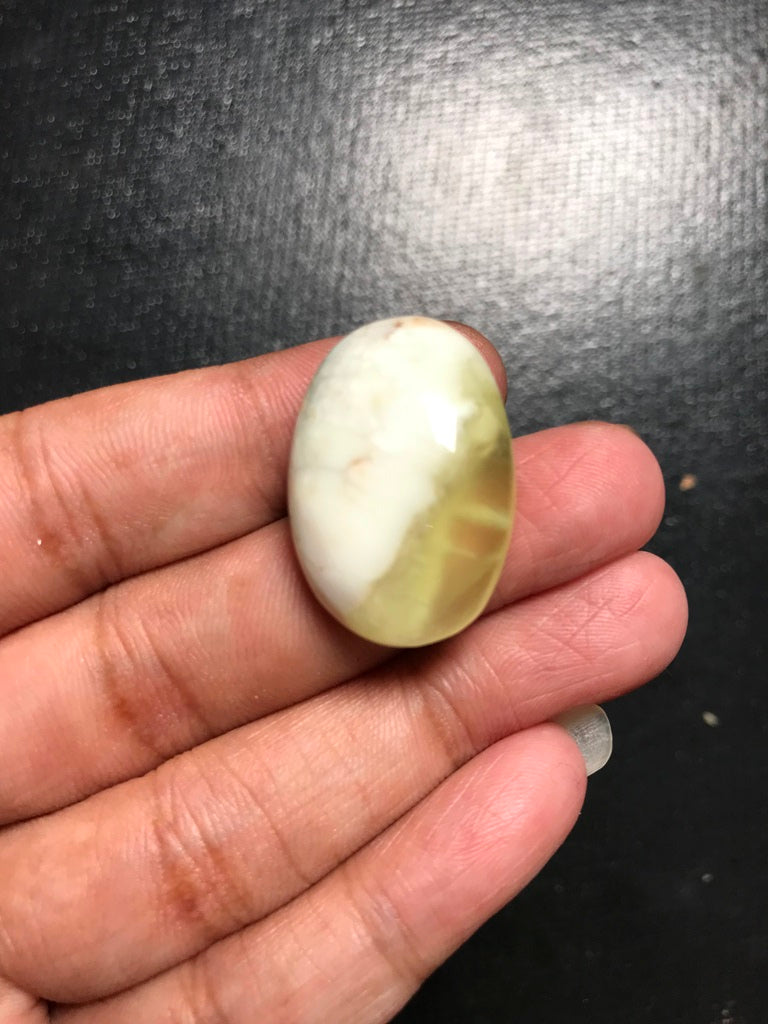 Lemon Prehnite Cabochon 1 Piece Size 28 MM Approx