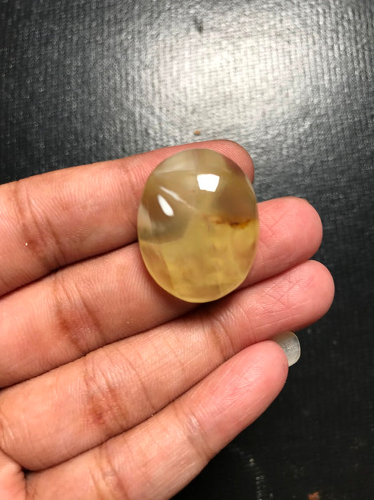 Lemon Prehnite Cabochon 1 Piece Size 27 MM Approx